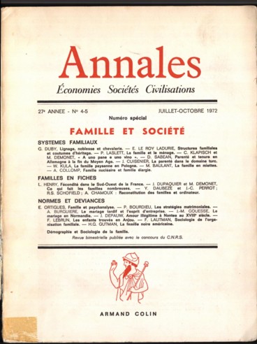 Cover of Annales number 4-5, Julliet-Octobre 1972